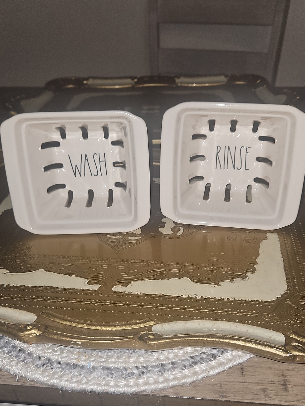 Rae Dunn Fruit 'WASH' & 'RINSE' EUC
